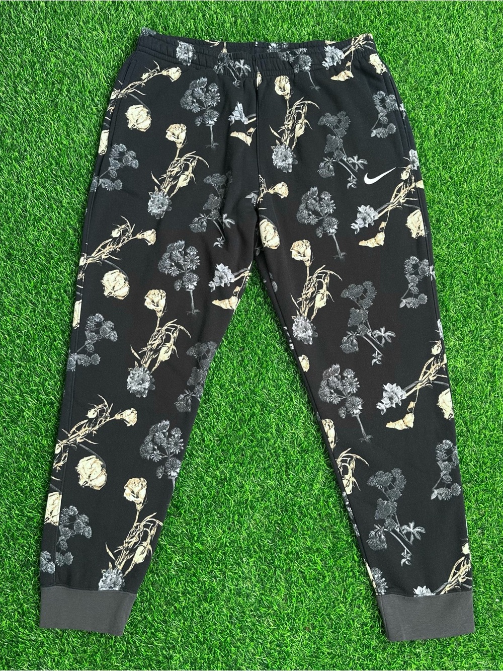 Nike Dark Navy Blue Floral Print Fleece Joggers